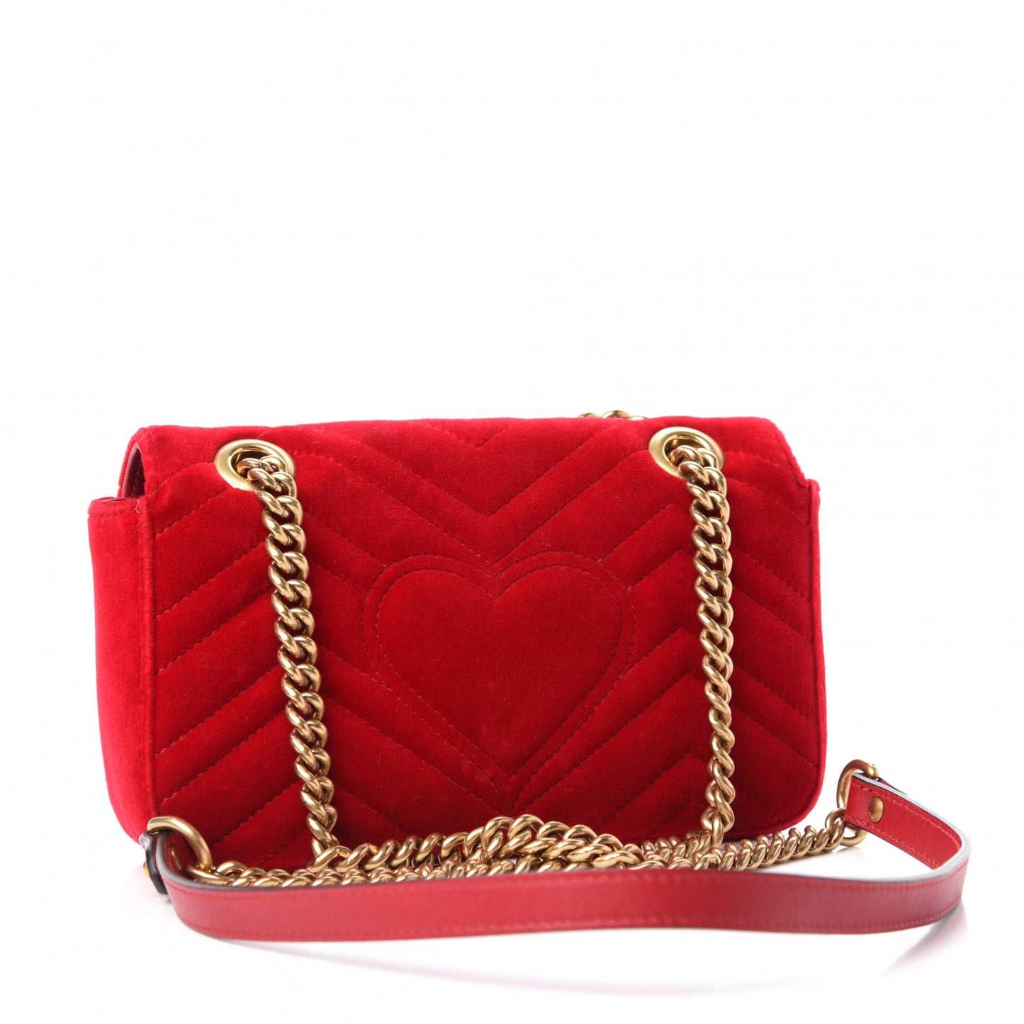 Velvet Matelasse Mini GG Marmont Shoulder Bag Hibiscus Red