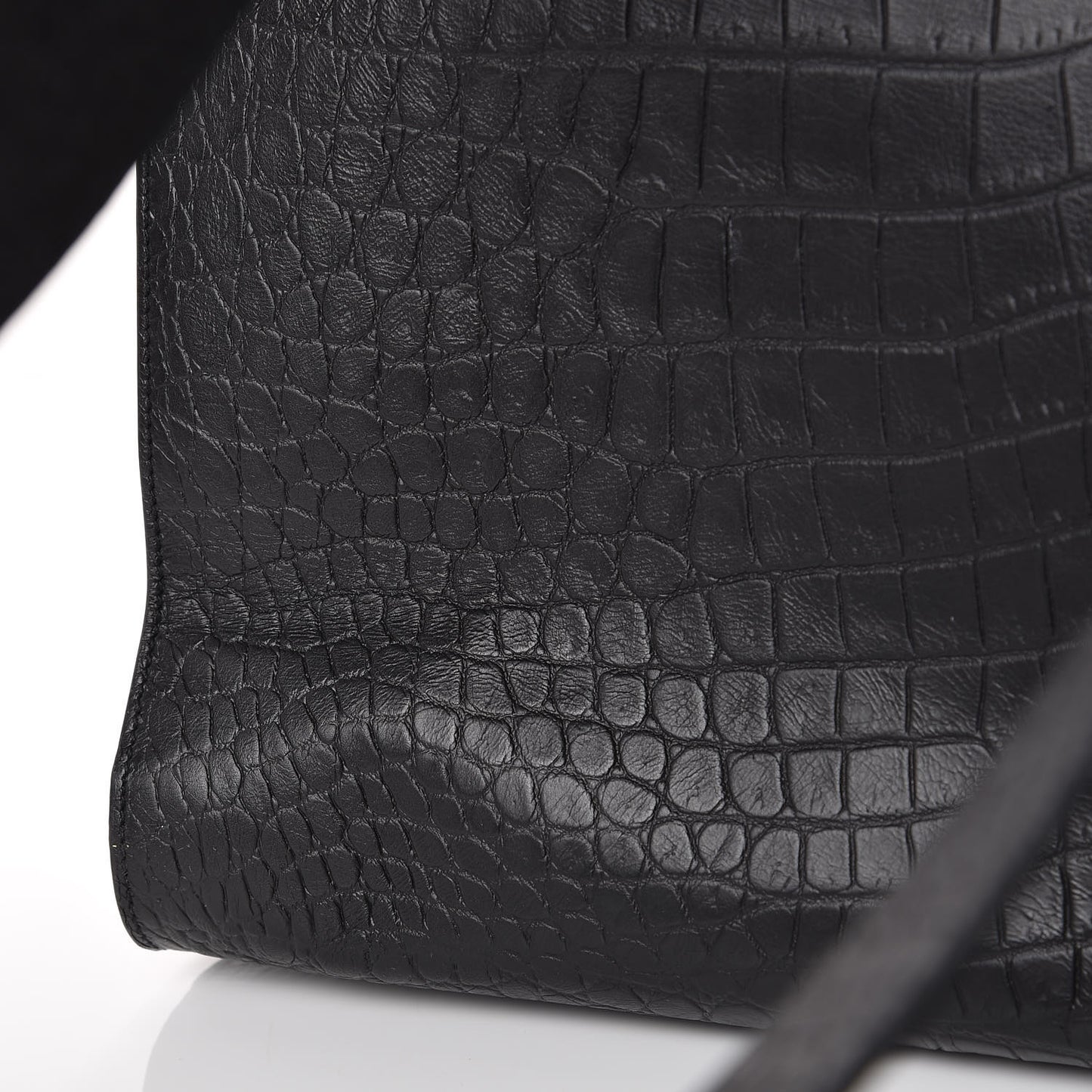 Calfskin Crocodile Embossed Large Sac De Jour Carryall Black
