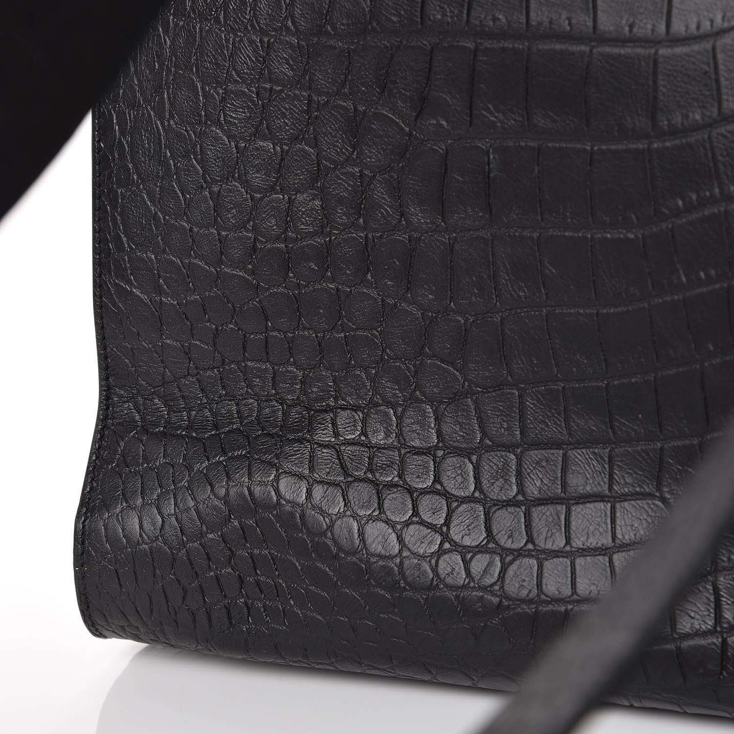 Saint Laurent Calfskin Crocodile Embossed Large Sac De Jour Carryall Black 11 of 11