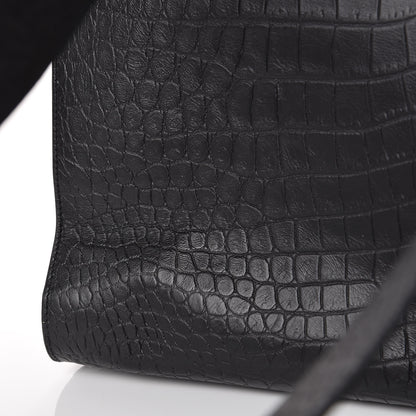 Saint Laurent Calfskin Crocodile Embossed Large Sac De Jour Carryall Black 11 of 11