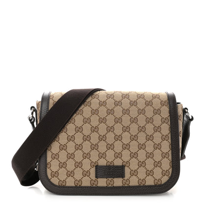 Gucci Monogram Flap Messenger Bag Beige Dark Brown 1 of 11