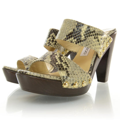 Jimmy Choo Snakeskin Wooden Mules Heels 38 2 of 6
