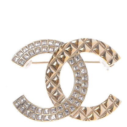 Chanel Crystal CC Mini Brooch Gold 1 of 5