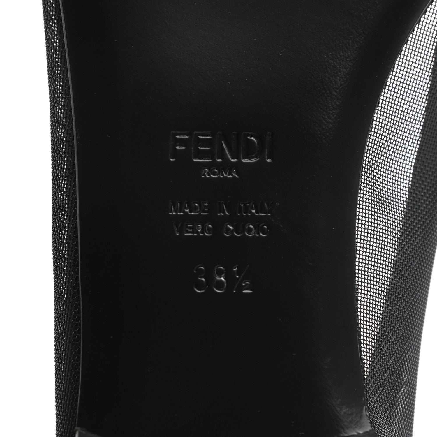 Fendi Mesh Skimmer Ballerina Flats 38.5 Navy Black 6 of 7