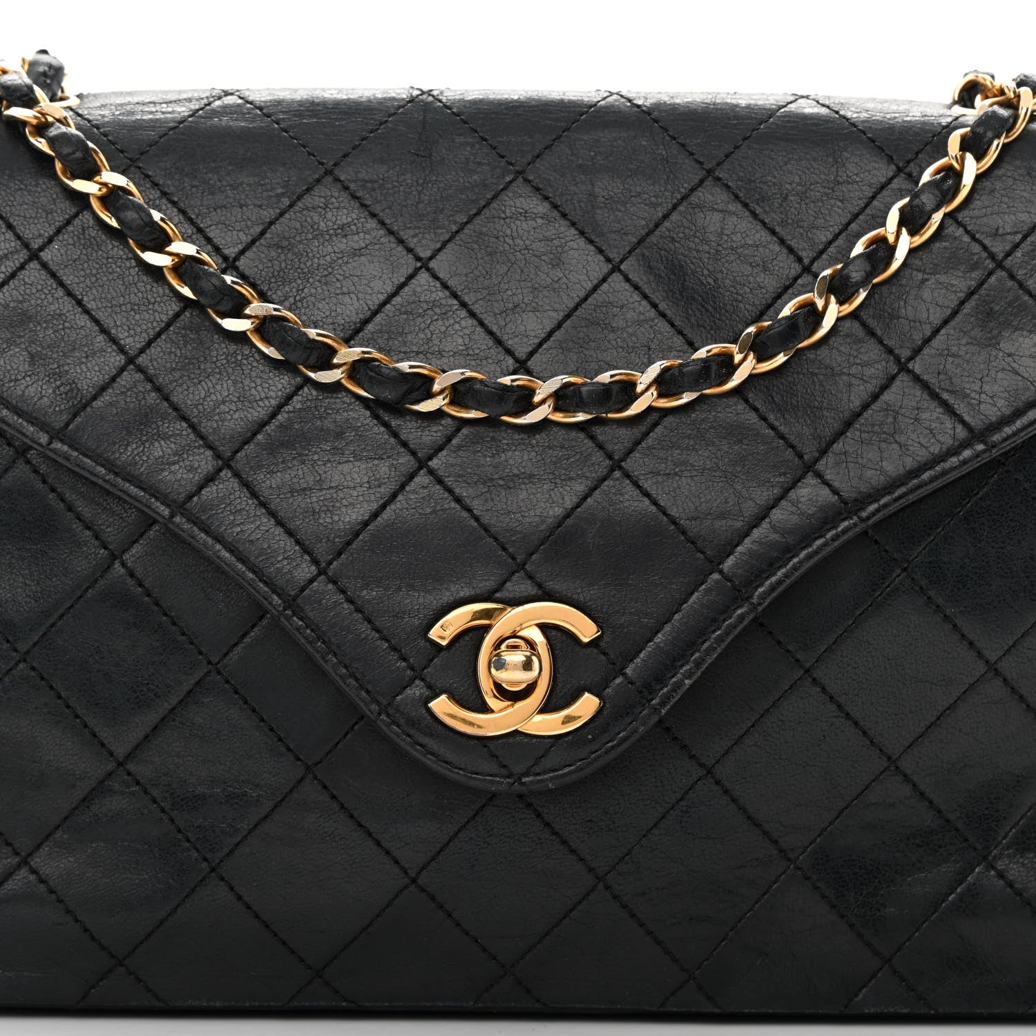 Chanel Lambskin Diamond Stitch Envelope Single Flap Black 9 of 23