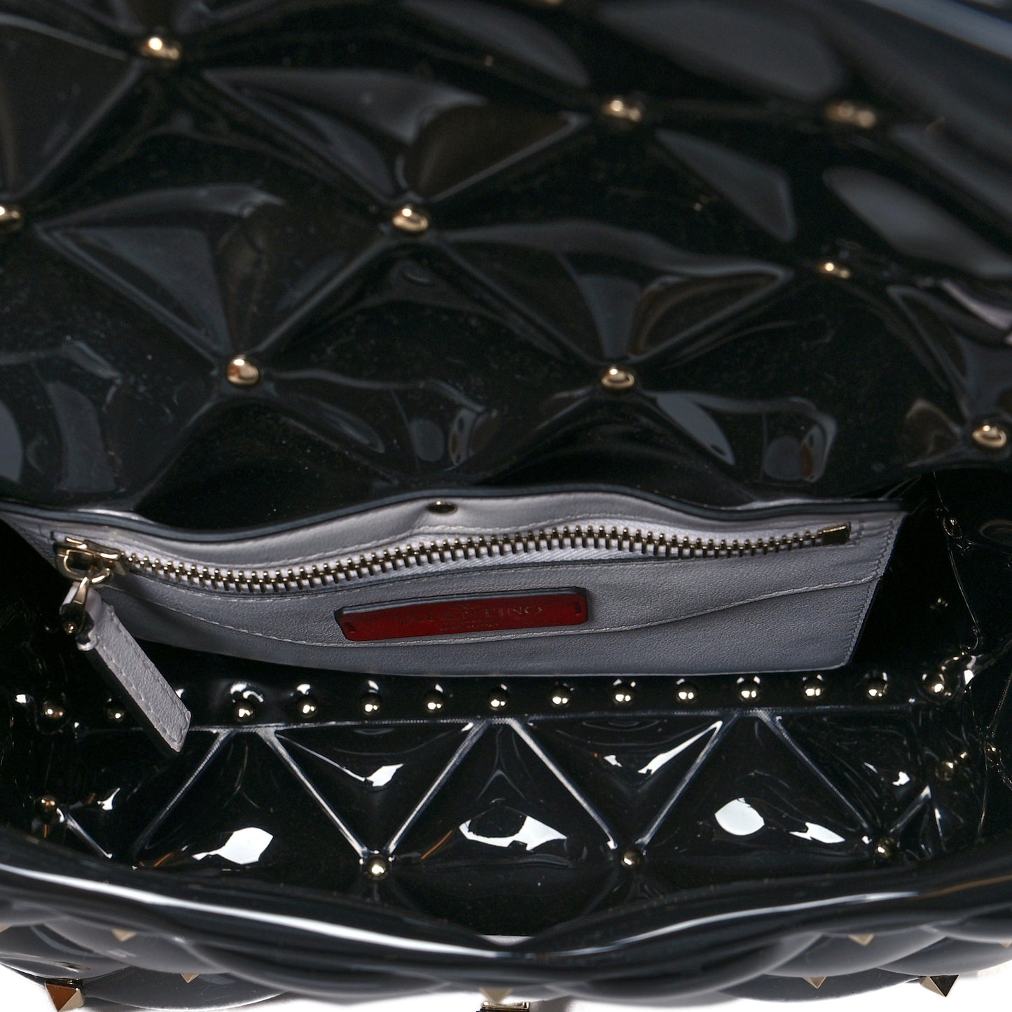 PVC Candystud Top Handle Bag Black White