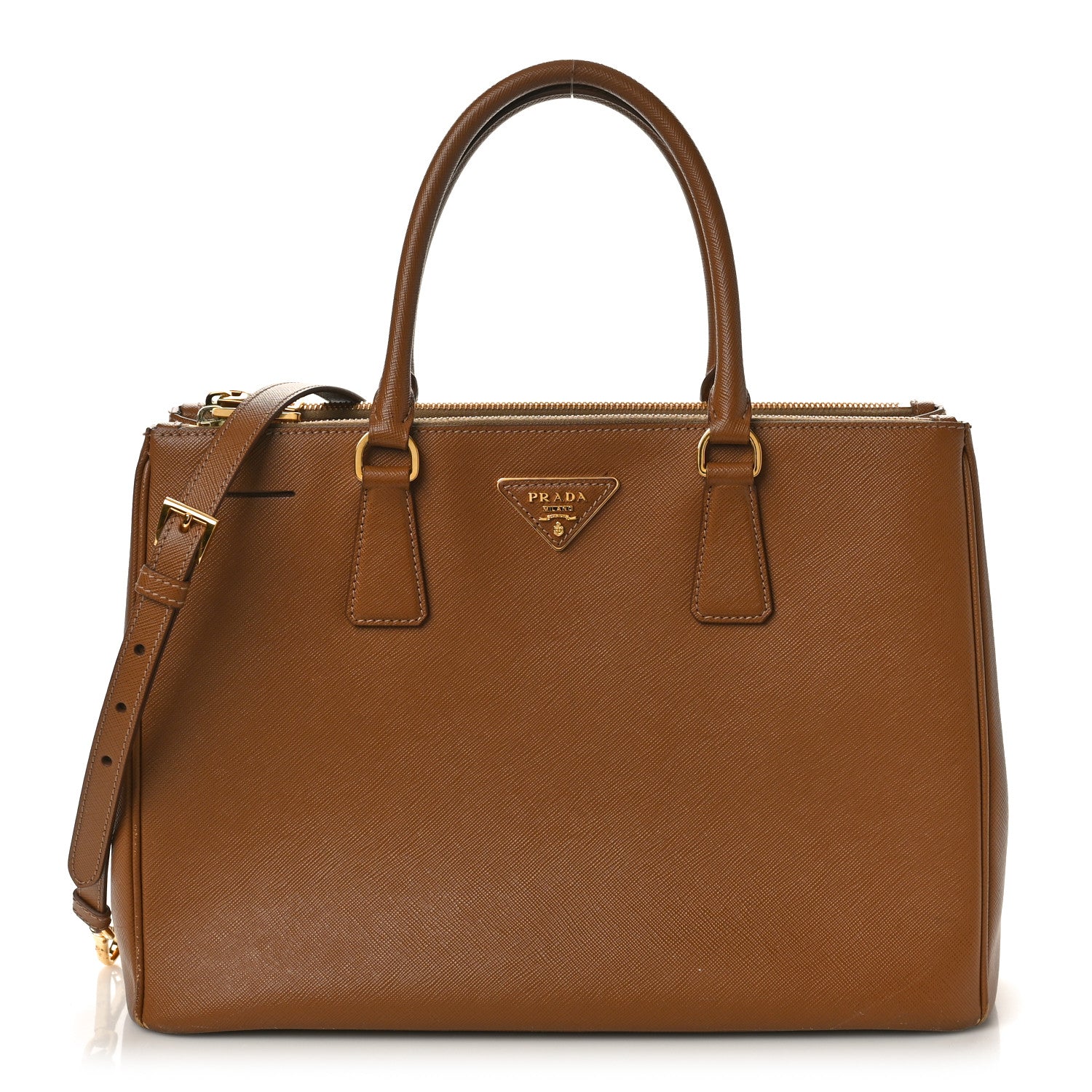 Prada Saffiano Medium Galleria Double Zip Tote Caramel 1 of 12