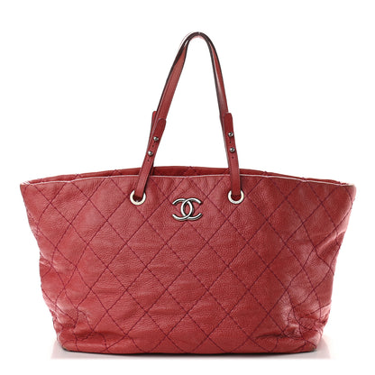 Chanel Glazed Calfskin Large On The Road Tote Red 1 of 14