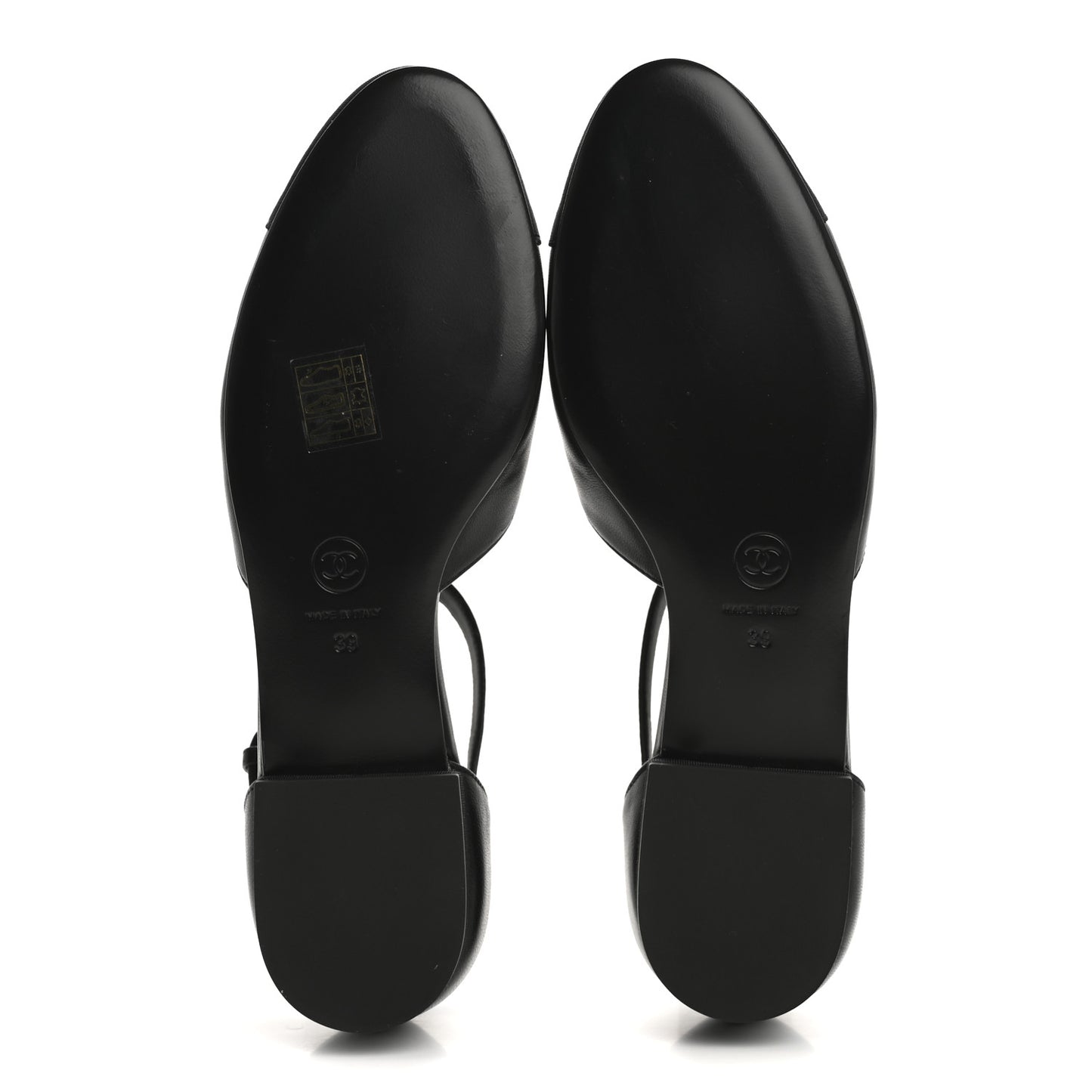 Lambskin Grosgrain Cap Toe Pearl CC Mary Jane Flats 39 Black