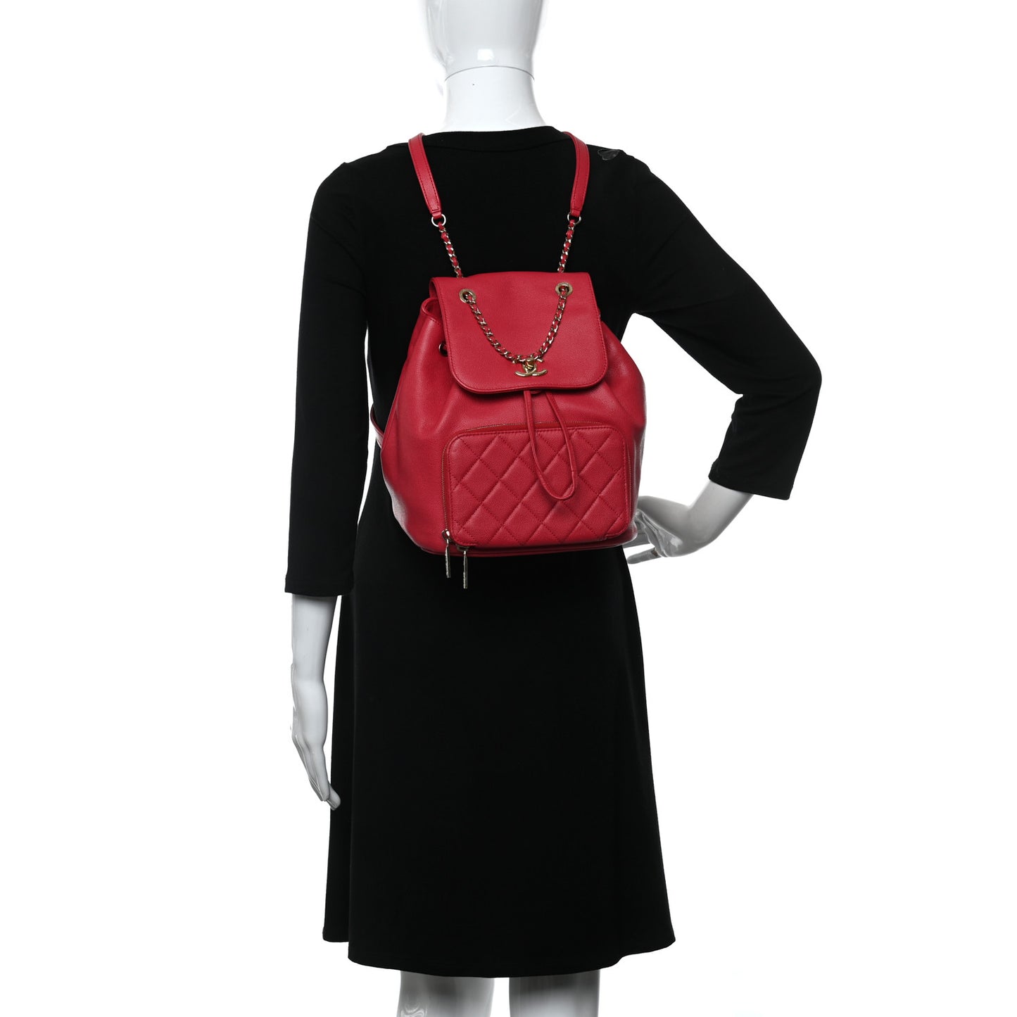 Caviar Quilted Business Affinity Backpack Red