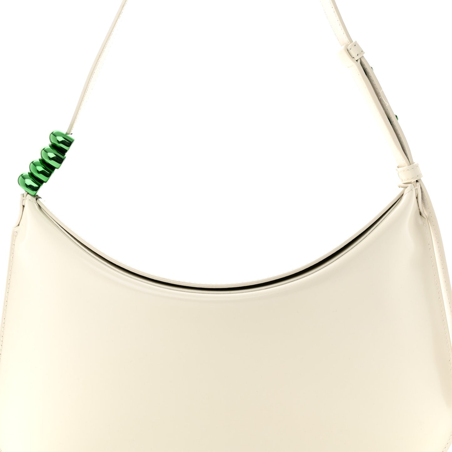 Brushed Calfskin Cradle Fold Over Shoulder Bag White Parakeet