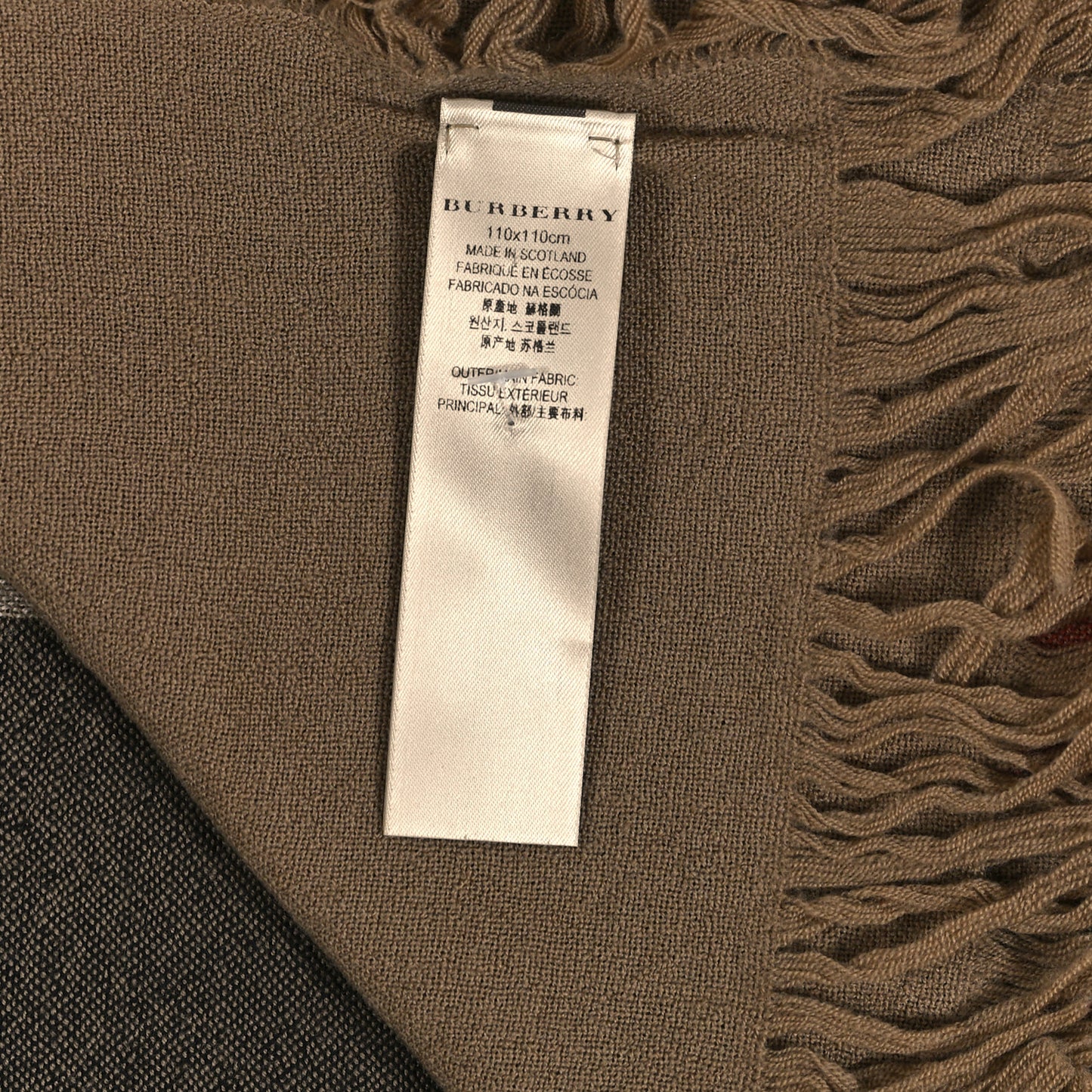 Wool Silk Gauze Giant Check Lightweight Scarf Archive Beige