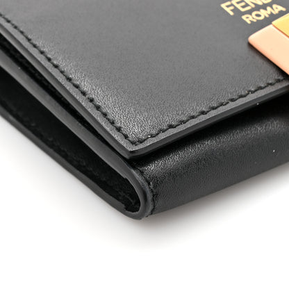 Fendi Vitello Liberty Studded Fold Over Card Holder Black 8 of 9