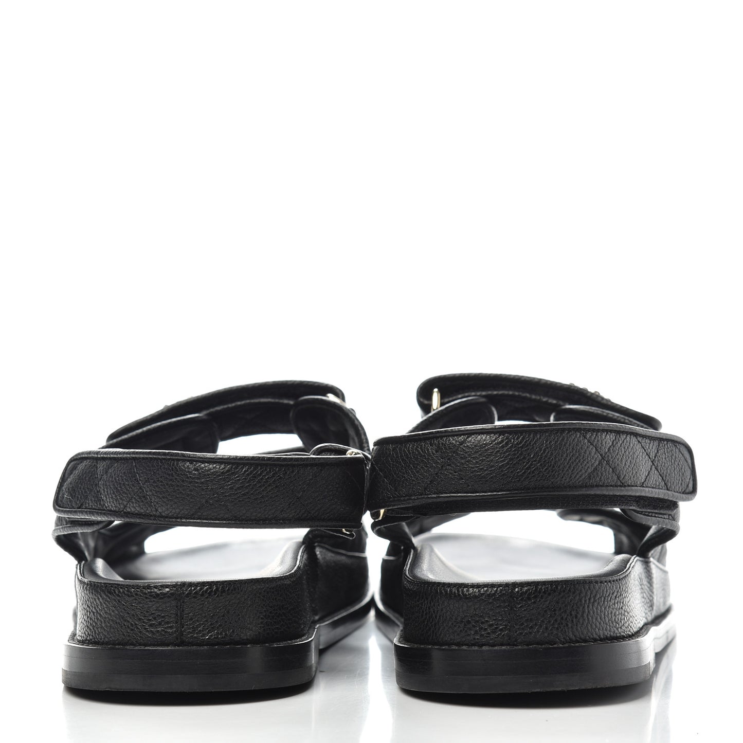 Grained Calfskin Velcro Dad Sandals 41 Black