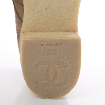 Chanel Cork Lace Up Boots 41.5 Beige Gold 8 of 10