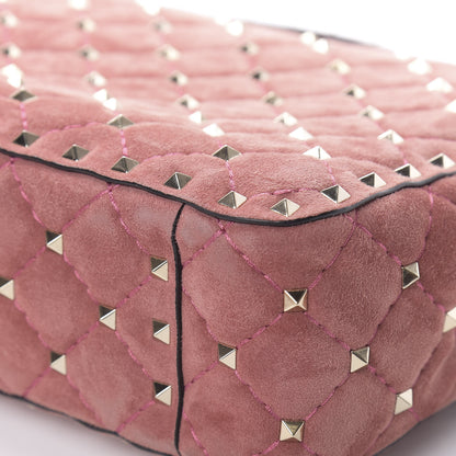 Valentino Garavani Suede Medium Rockstud Spike Shoulder Bag Antico Rosa 10 of 12
