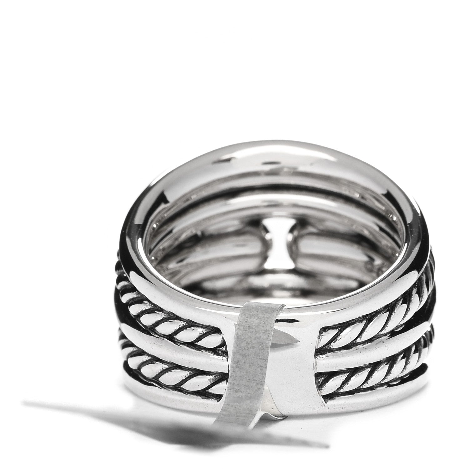 David Yurman Sterling Silver Thoroughbred Cushion Link Ring 52 6 2 of 3