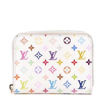 Louis Vuitton Monogram Multicolor Zippy Coin Purse Wallet White Litchi 1 of 10