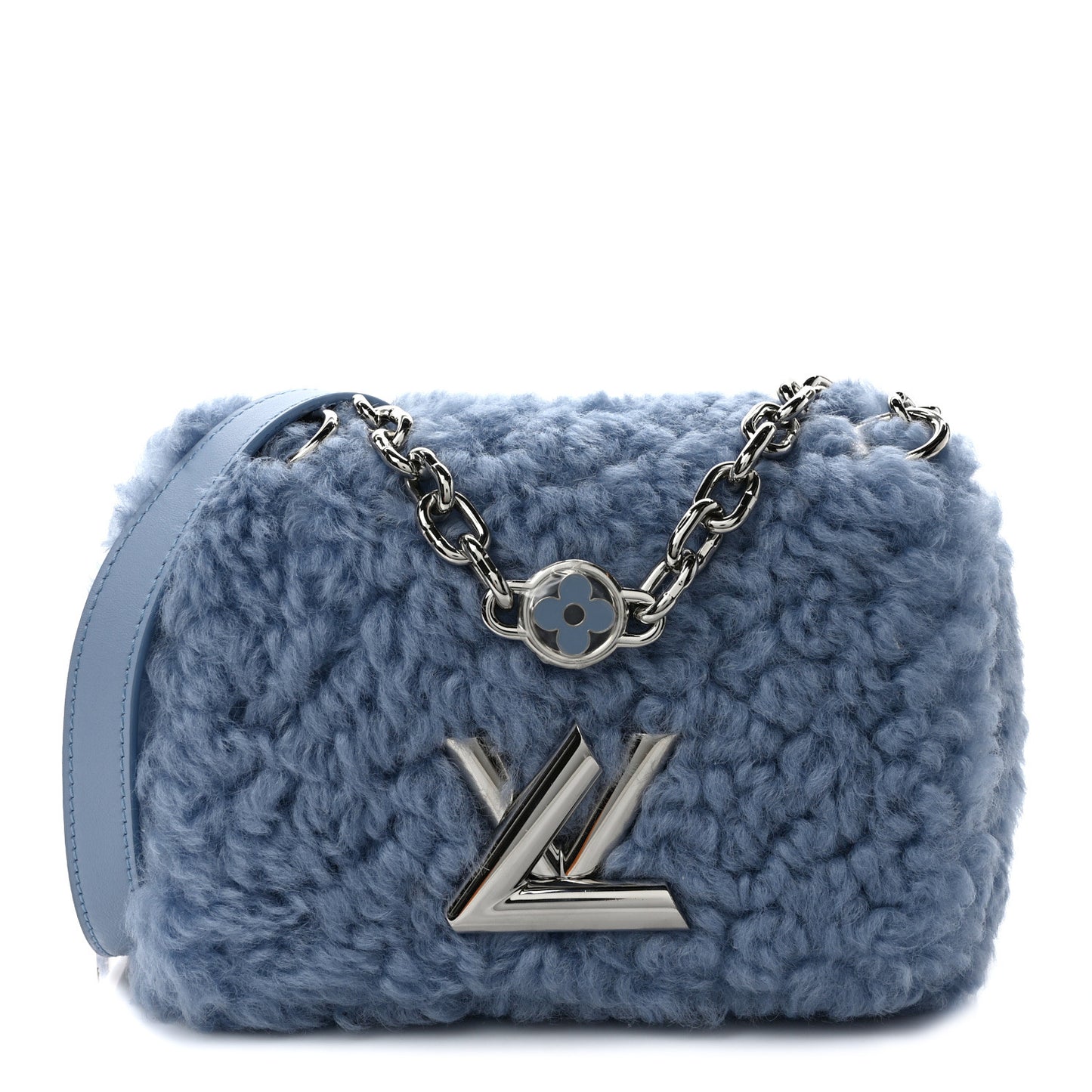 Shearling Twist Shoulder Bag MM Blue