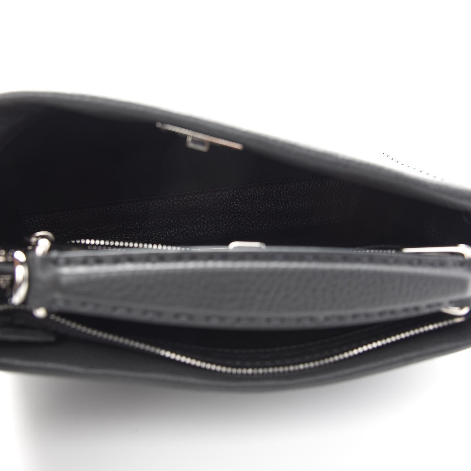 Fendi Cuoio Romano Lavorazione Selleria Stitch Gradient Mini Peekaboo Iconic Fit Satchel Asfalto Black White 5 of 9