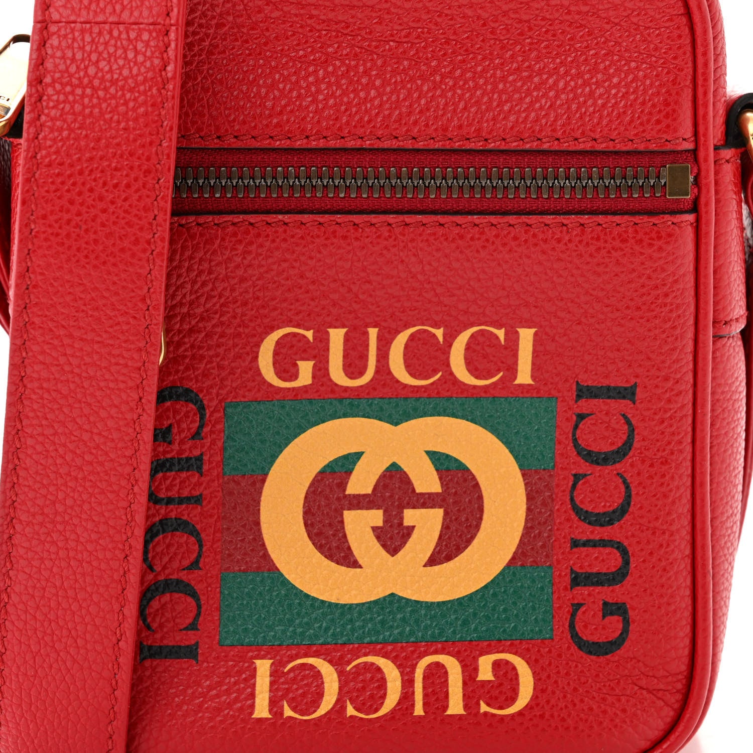 Gucci Dollar Calfskin Logo Mini Messenger Bag Hibiscus Red Yellow Green 8 of 10