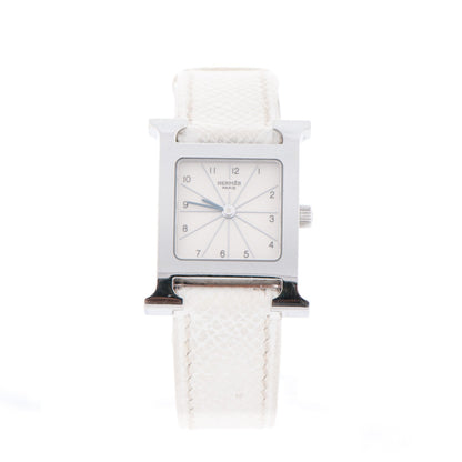 Hermes Stainless Steel Epsom 21mm Heure H Hour Quartz Watch Blanc 1 of 10