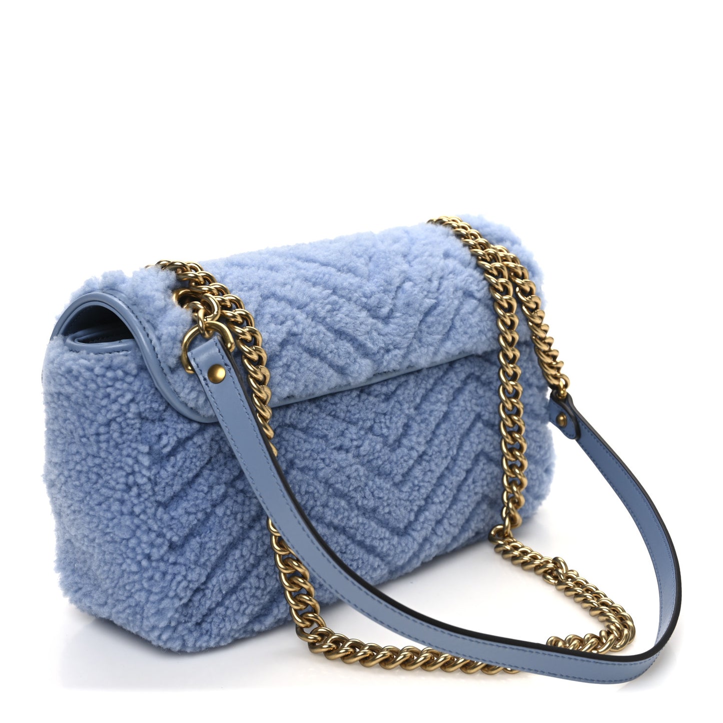 Merino Wool Matelasse Small GG Marmont Shoulder Bag Cadet Blue