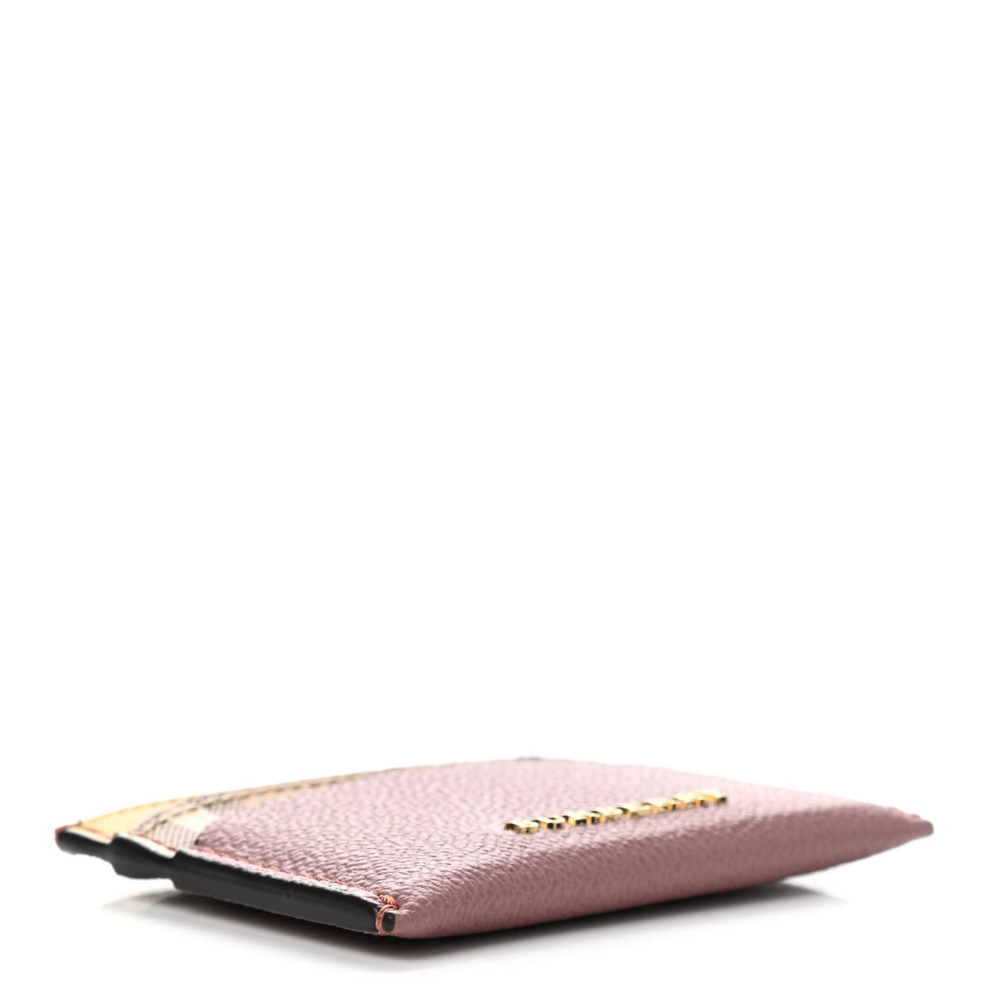Soft Grain Calfskin Haymarket Check Izzy Card Case Dusty Pink