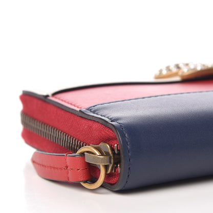 Gucci Calfskin Queen Margaret Zip Around Wallet Blue Agata Hibiscus Red Mystic White 8 of 9