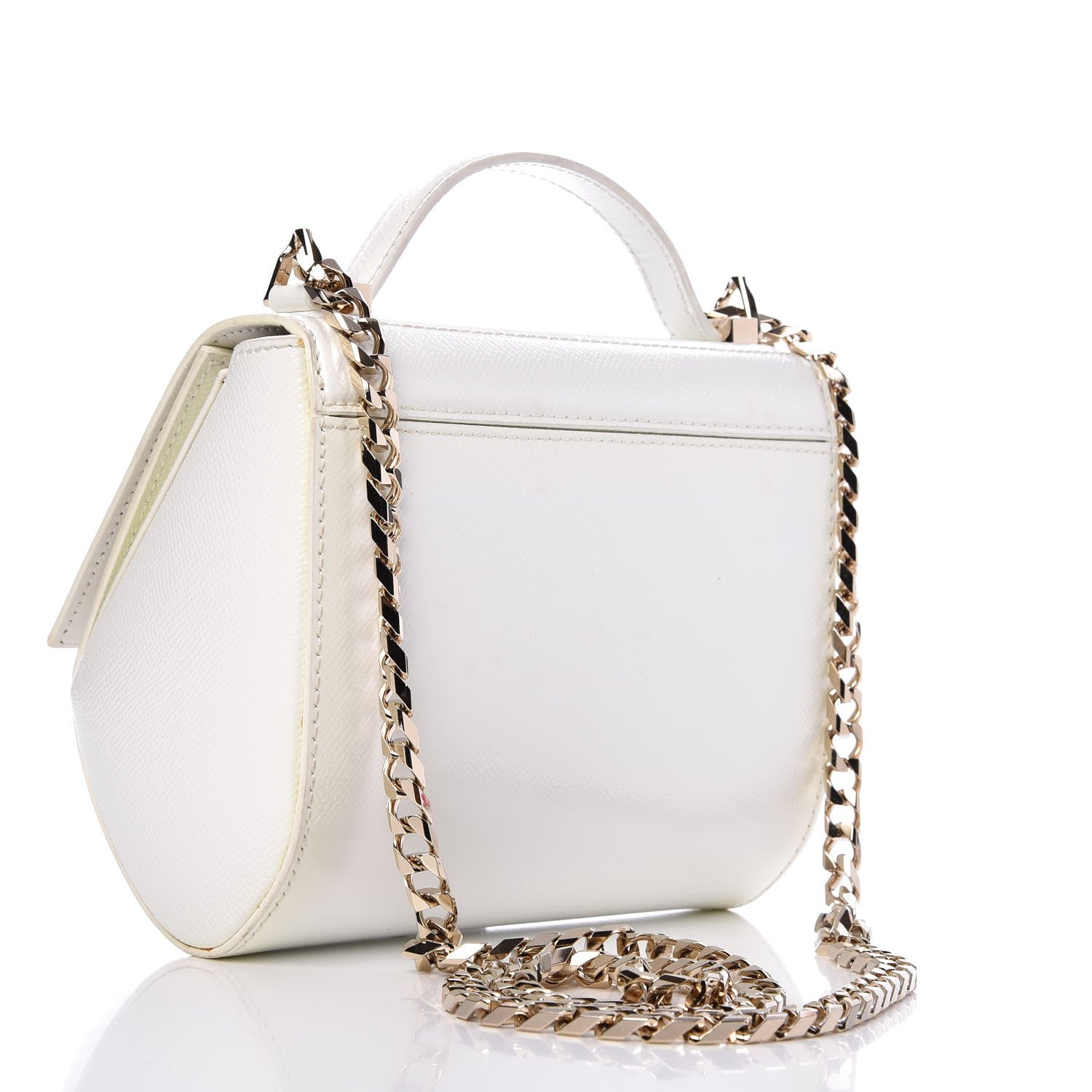 Givenchy Patent Calfskin Mini Pandora Box Chain Crossbody Bag White 3 of 8