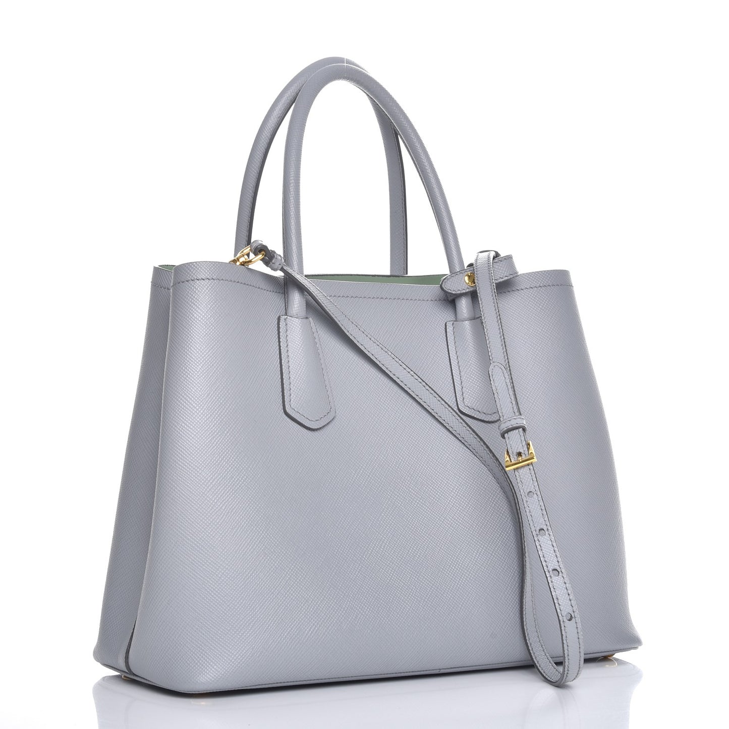 Saffiano Cuir Large Double Bag Granito Acquamarina