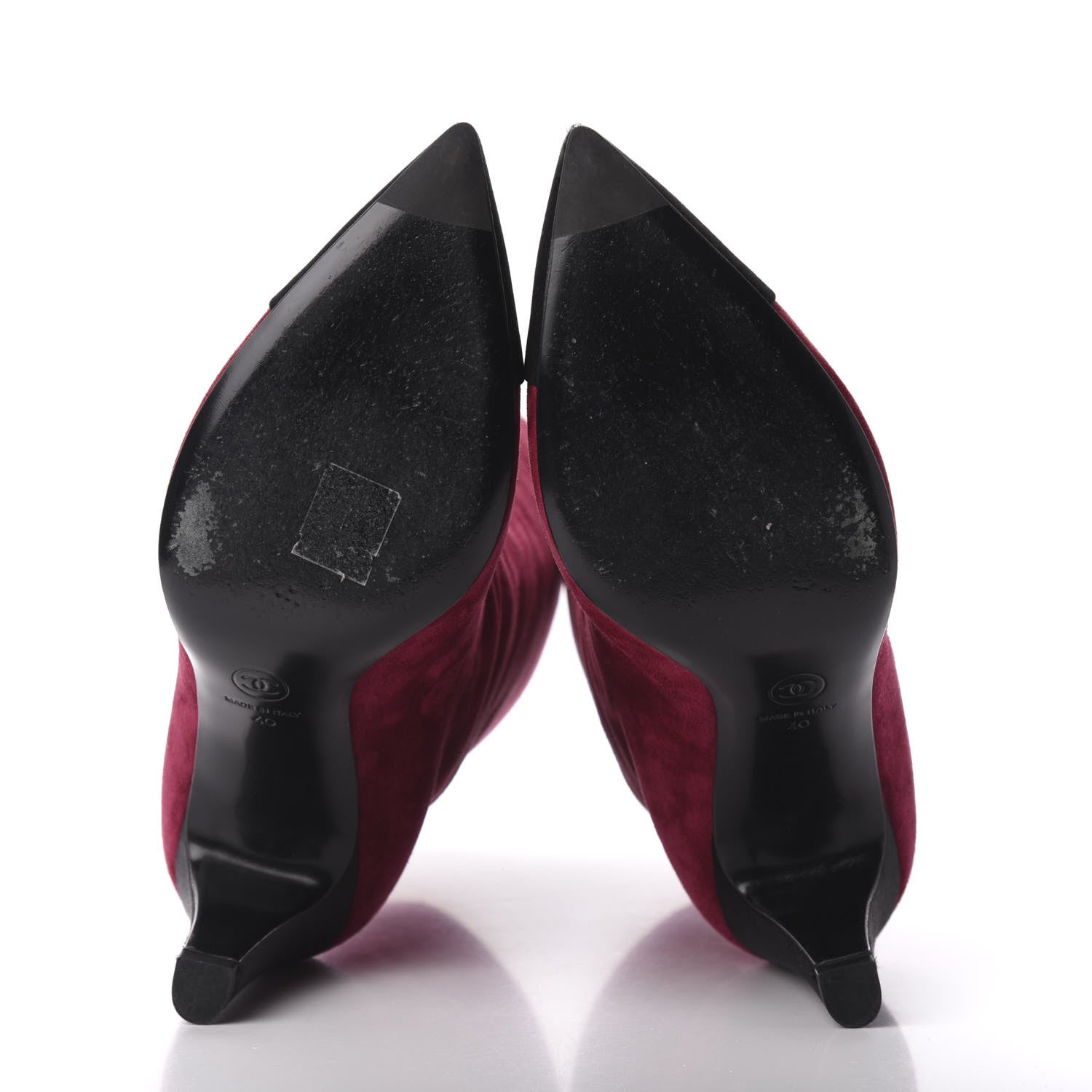 Chanel Suede Calfskin Satin Gabrielle Cap Toe Short Boots 40 Burgundy Black 5 of 10
