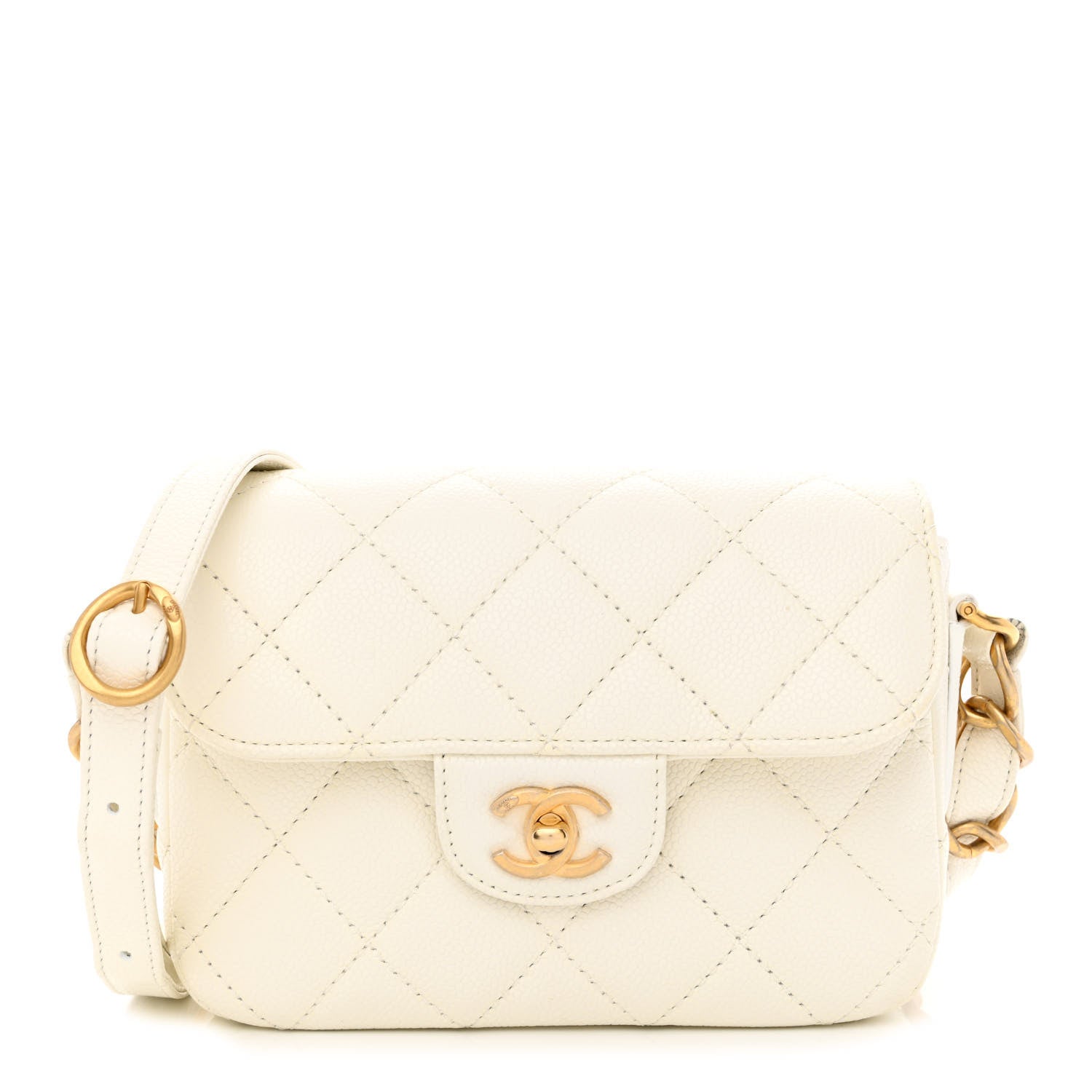 Chanel Caviar Quilted Mini Chain Flap White 1 of 11