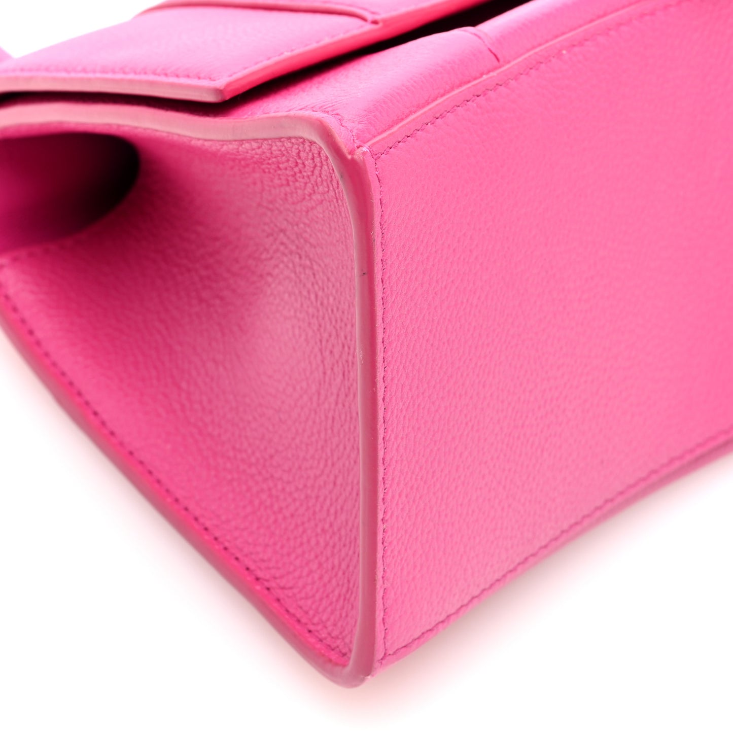 Grained Calfskin Tonal B Small Hourglass Top Handle Bag Acid Fuchsia