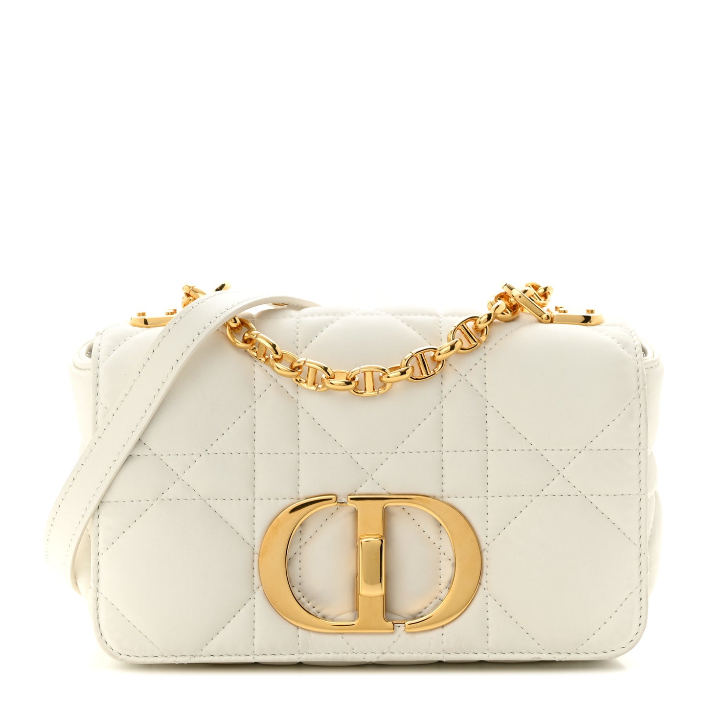 Calfskin Macrocannage Mini Caro Bag White