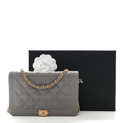 Chanel Caviar Quilted Boy Wallet On Chain WOC Grey 13 of 13