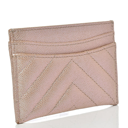 Chanel Metallic Caviar Chevron Quilted Card Holder Light Gold 2 of 12