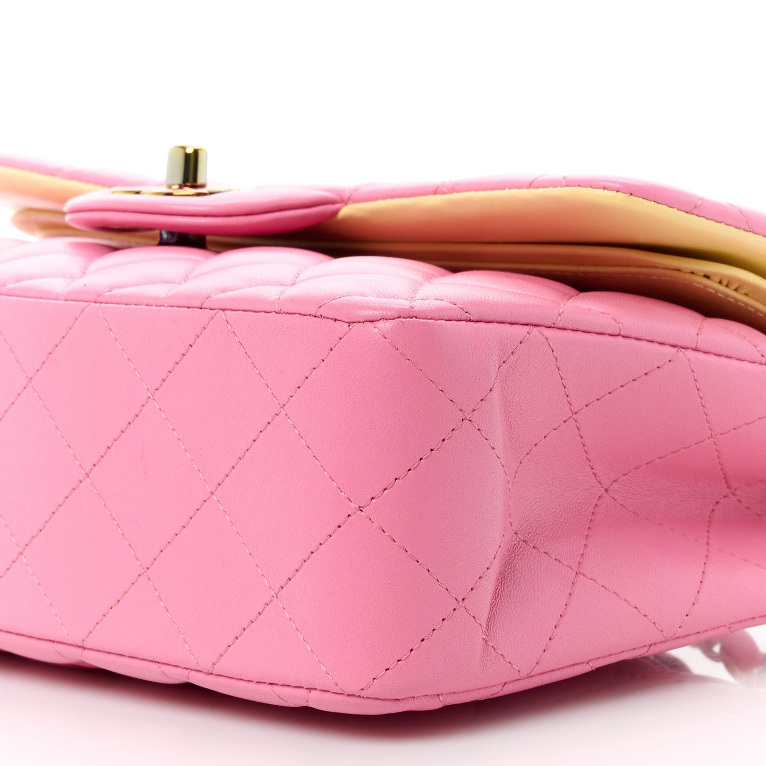 Chanel Lambskin Quilted Small Double Flap Pink Yellow 11 of 11