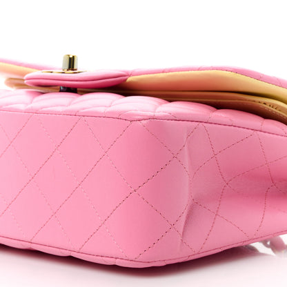 Chanel Lambskin Quilted Small Double Flap Pink Yellow 11 of 11