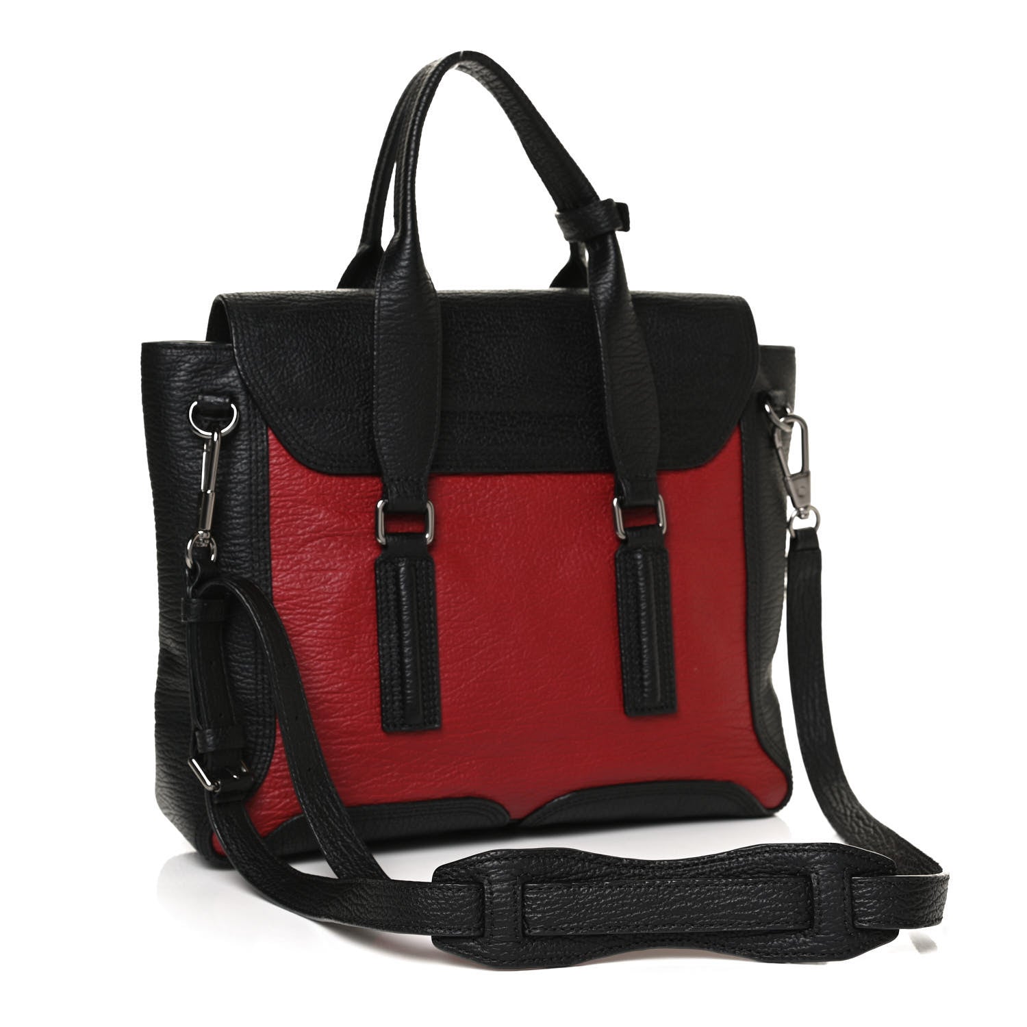 3.1 Phillip Lim Textured Calfskin Medium Pashli Satchel Crimson Black 4 of 11