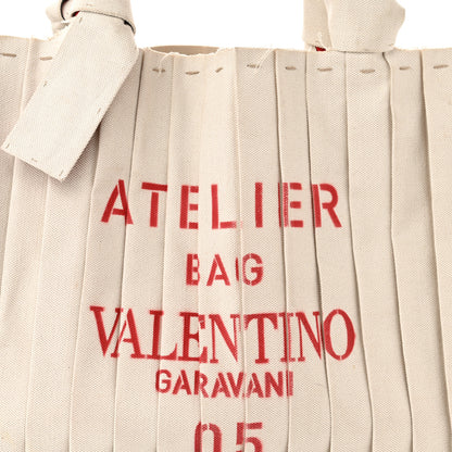 Valentino Garavani Canvas Atelier 05 Plisse Edition Medium Tote Bag Naturale 7 of 11