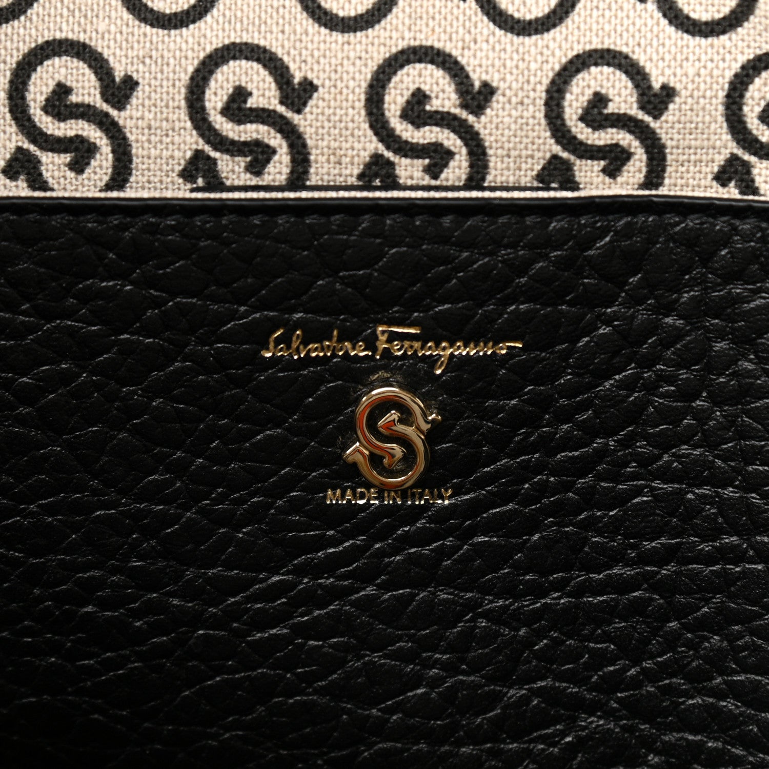 Salvatore Ferragamo Raffia Project Safari Iconic Tote Black Natural 5 of 9