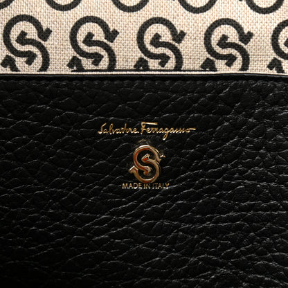 Salvatore Ferragamo Raffia Project Safari Iconic Tote Black Natural 5 of 9