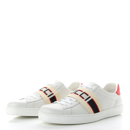 Gucci Calfskin Stripe Mens New Ace Sneakers 12 White Ecru Red Flame 3 of 11