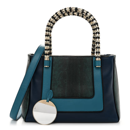 Bulgari Nappa Karung Serpenti Medium Top Handle Tote Blue Green Multicolor 1 of 9