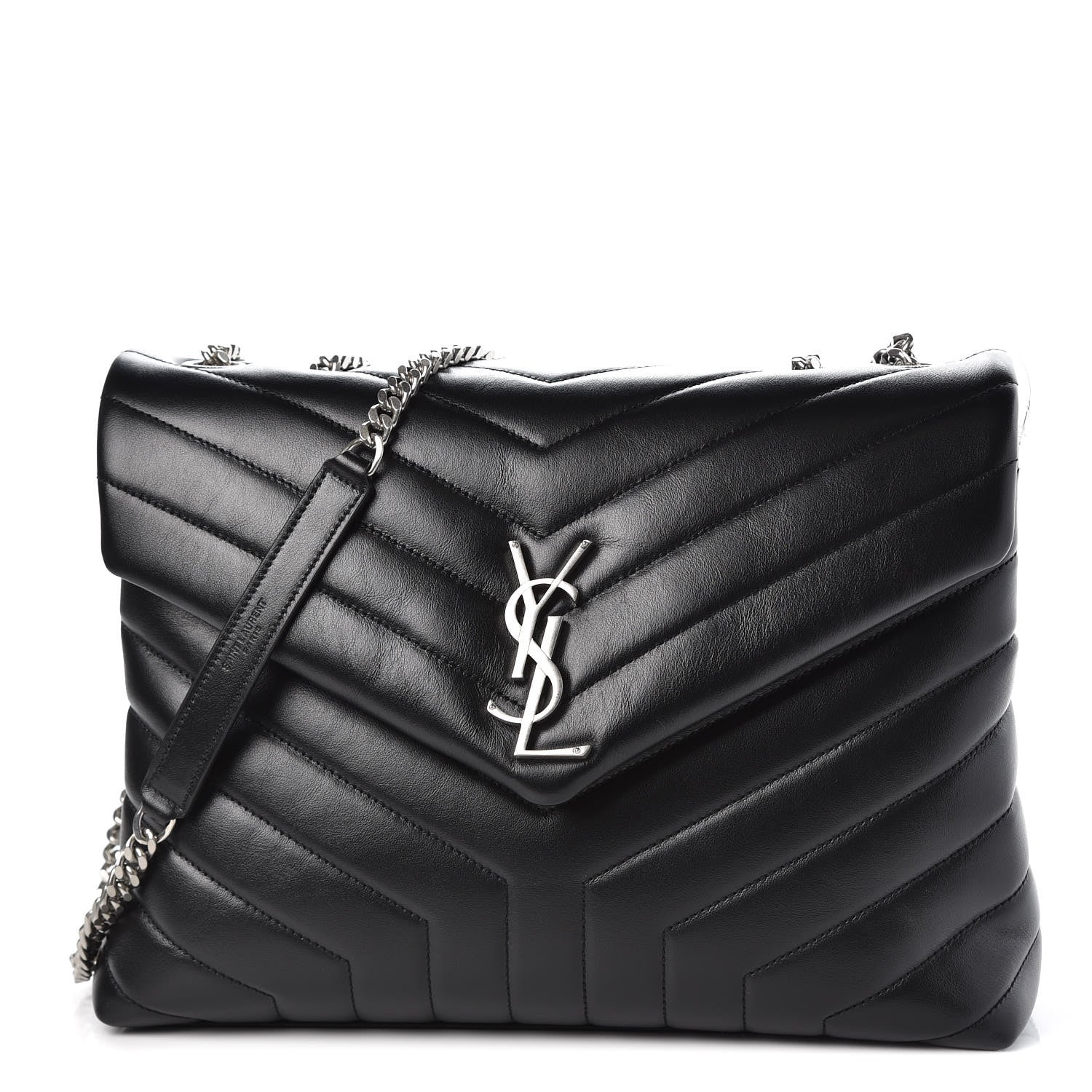Saint Laurent Calfskin Y Quilted Monogram Medium Loulou Chain Satchel Black 1 of 7