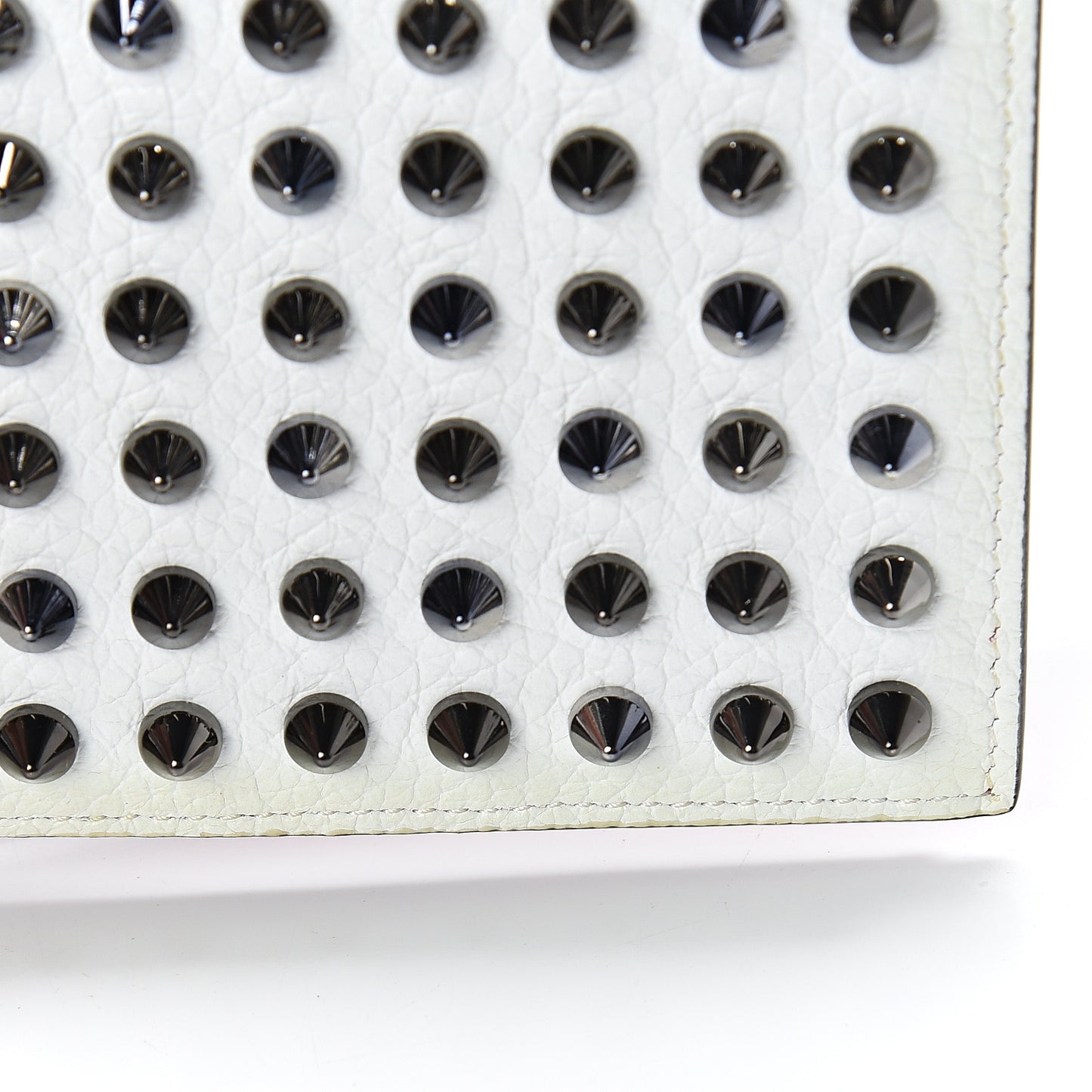 Calfskin Clipsos Spike Bi-Fold Wallet White