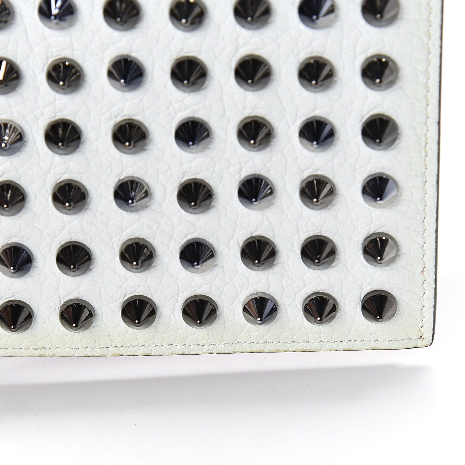 Christian Louboutin Calfskin Clipsos Spike Bi-Fold Wallet White 8 of 10