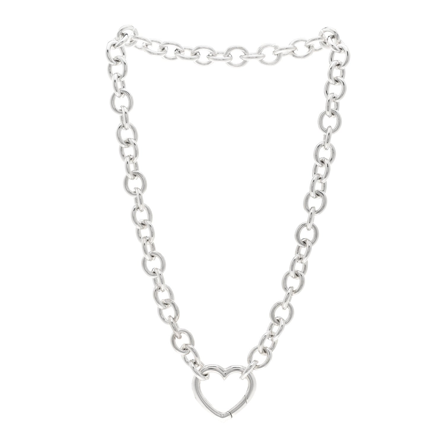 Tiffany Sterling Silver Heart Clasp Choker Necklace 3 of 4