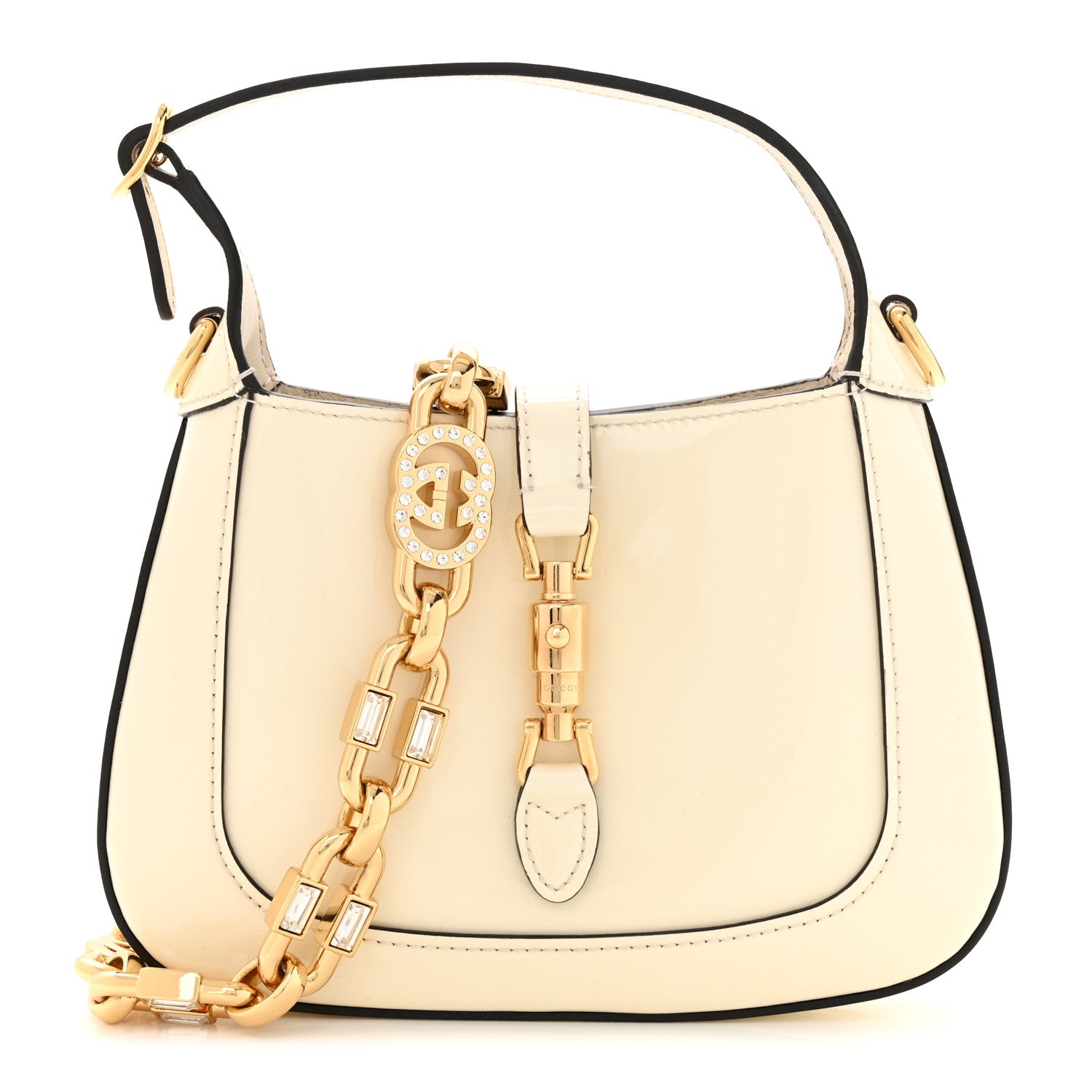 Gucci Patent Mini Jackie 1961 Crystal Hobo Mystic White 1 of 12